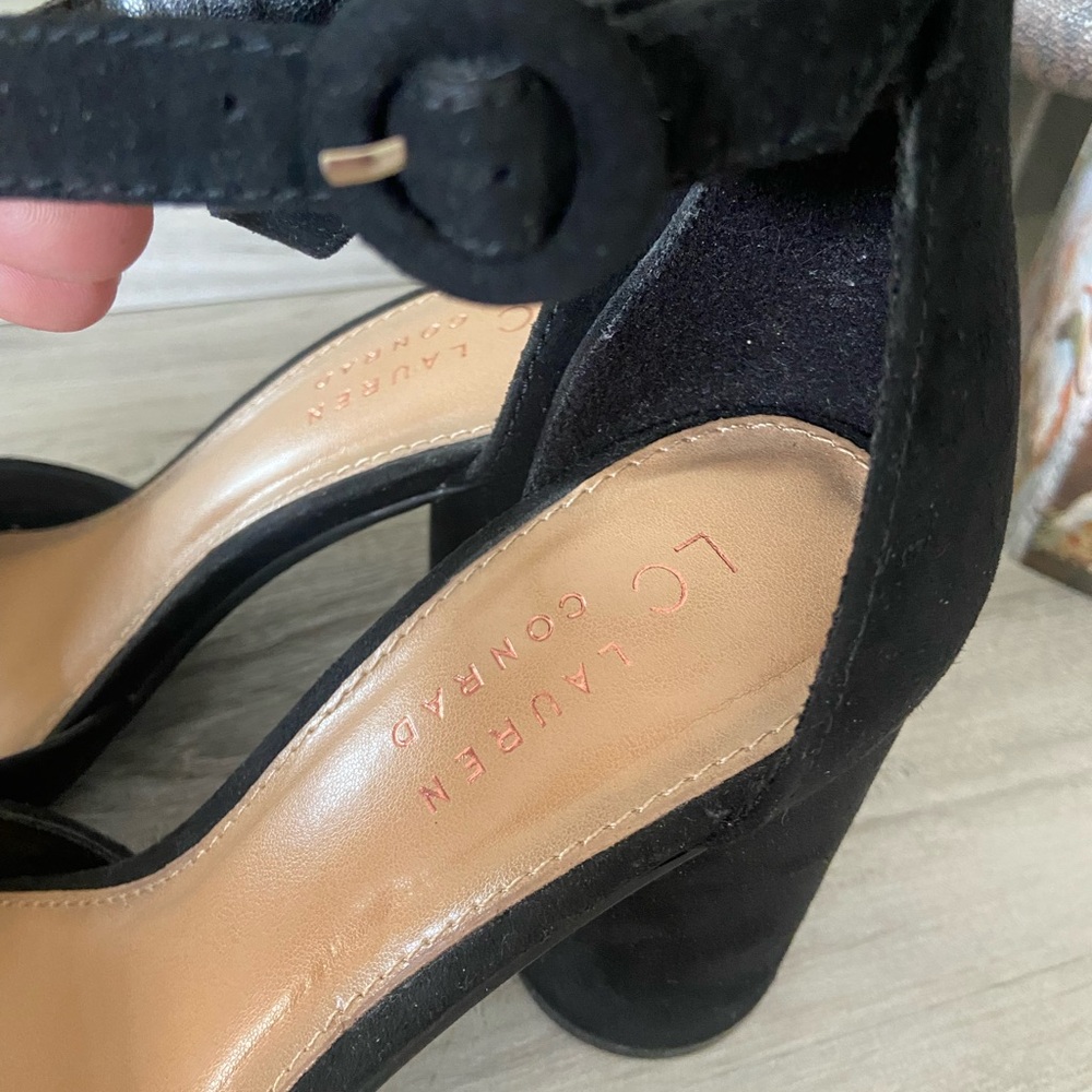 LC Lauren Conrad Black Suede Ankle Strap Heels - Picture 9 of 9